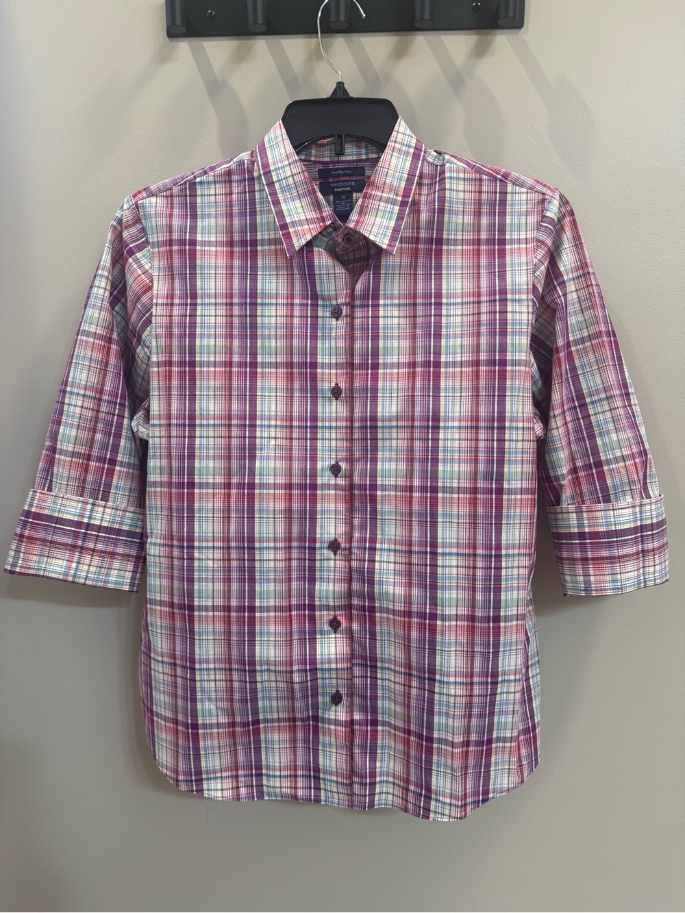 Westbound Plaid Button-Down Shirt in Purple and White